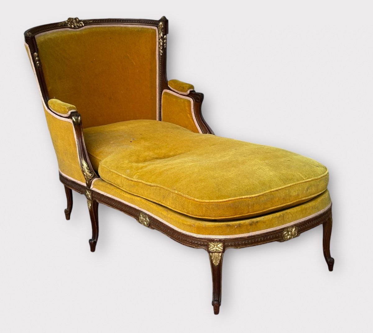 Louis XVI Style Bench - Chaise Longue - Daybed In Mahogany From The Napoleon III Period -photo-5