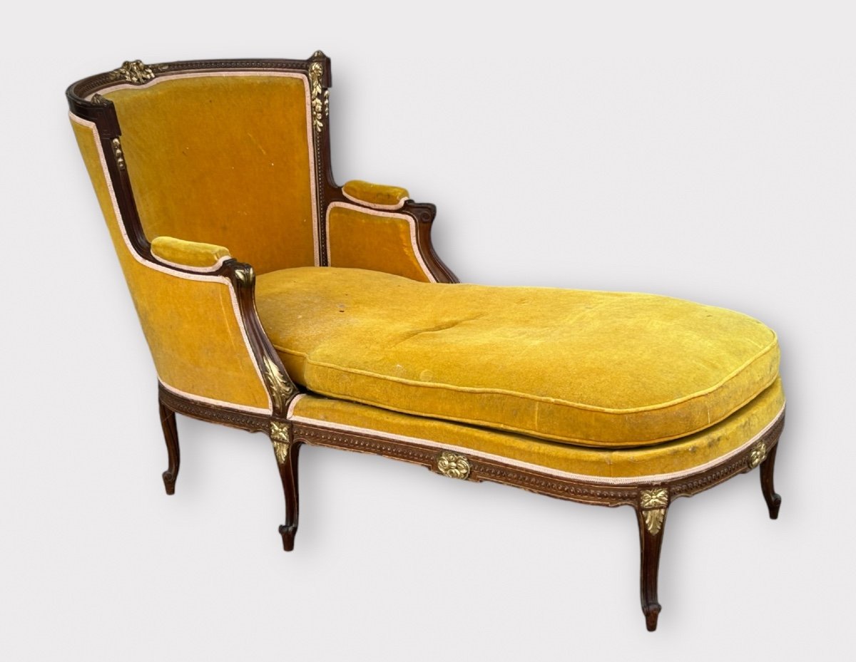 Louis XVI Style Bench - Chaise Longue - Daybed In Mahogany From The Napoleon III Period 