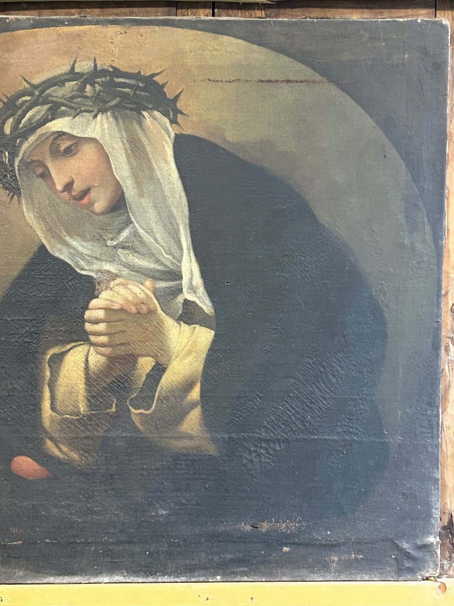 17th Century Florentine School - Volterrano Surroundings - Saint Catherine Of Siena In Prayer -photo-3