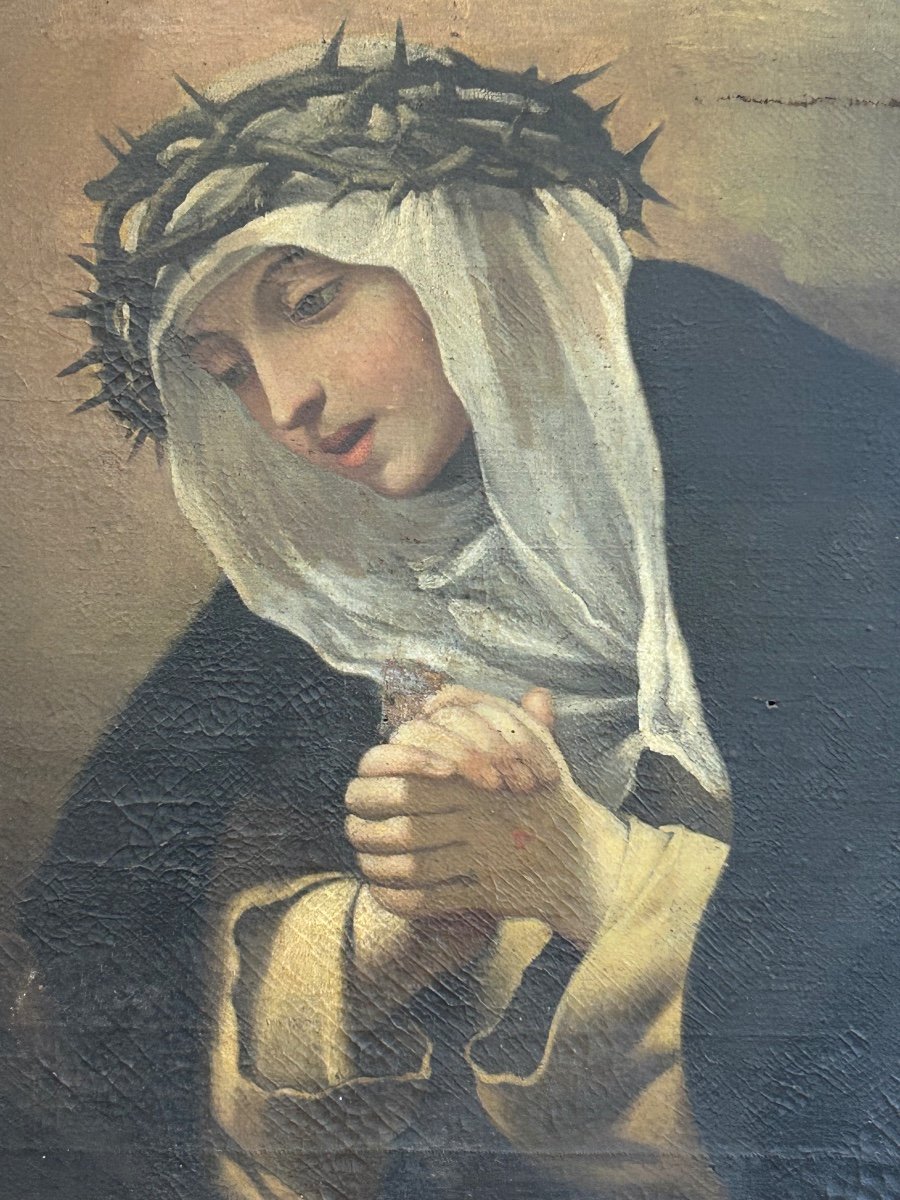 17th Century Florentine School - Volterrano Surroundings - Saint Catherine Of Siena In Prayer -photo-4