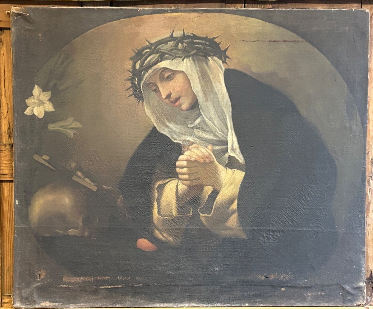 17th Century Florentine School - Volterrano Surroundings - Saint Catherine Of Siena In Prayer 