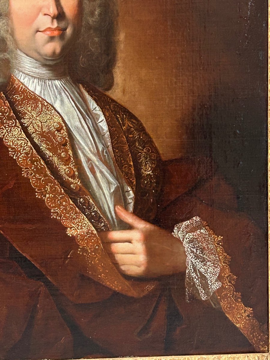 Portrait D’homme attribué à Pierre Ernou (1665-1739) XVIIème Siècle - Huile Sur Toile H 105 Cm -photo-4