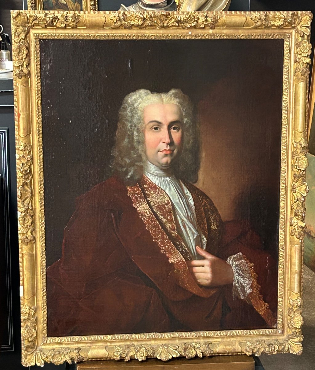 Portrait D’homme attribué à Pierre Ernou (1665-1739) XVIIème Siècle - Huile Sur Toile H 105 Cm -photo-6