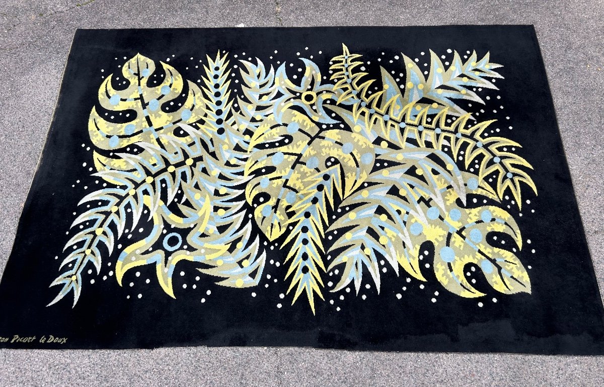 Jean Picart Le doux (1902-1982) Tapis Tufté En Laine « équateur « dimensions 300x200 Cm