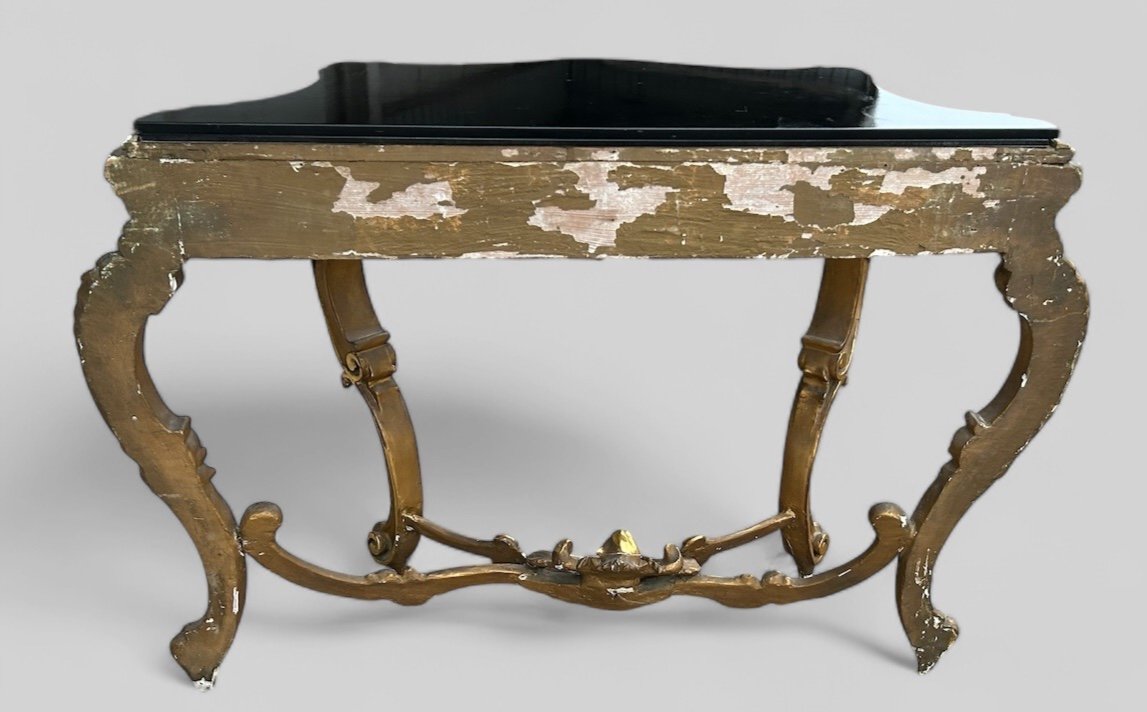 Large Italian Console In Gilded Wood In Louis XV Style, Late 19th Century, L 158 Cm-photo-8