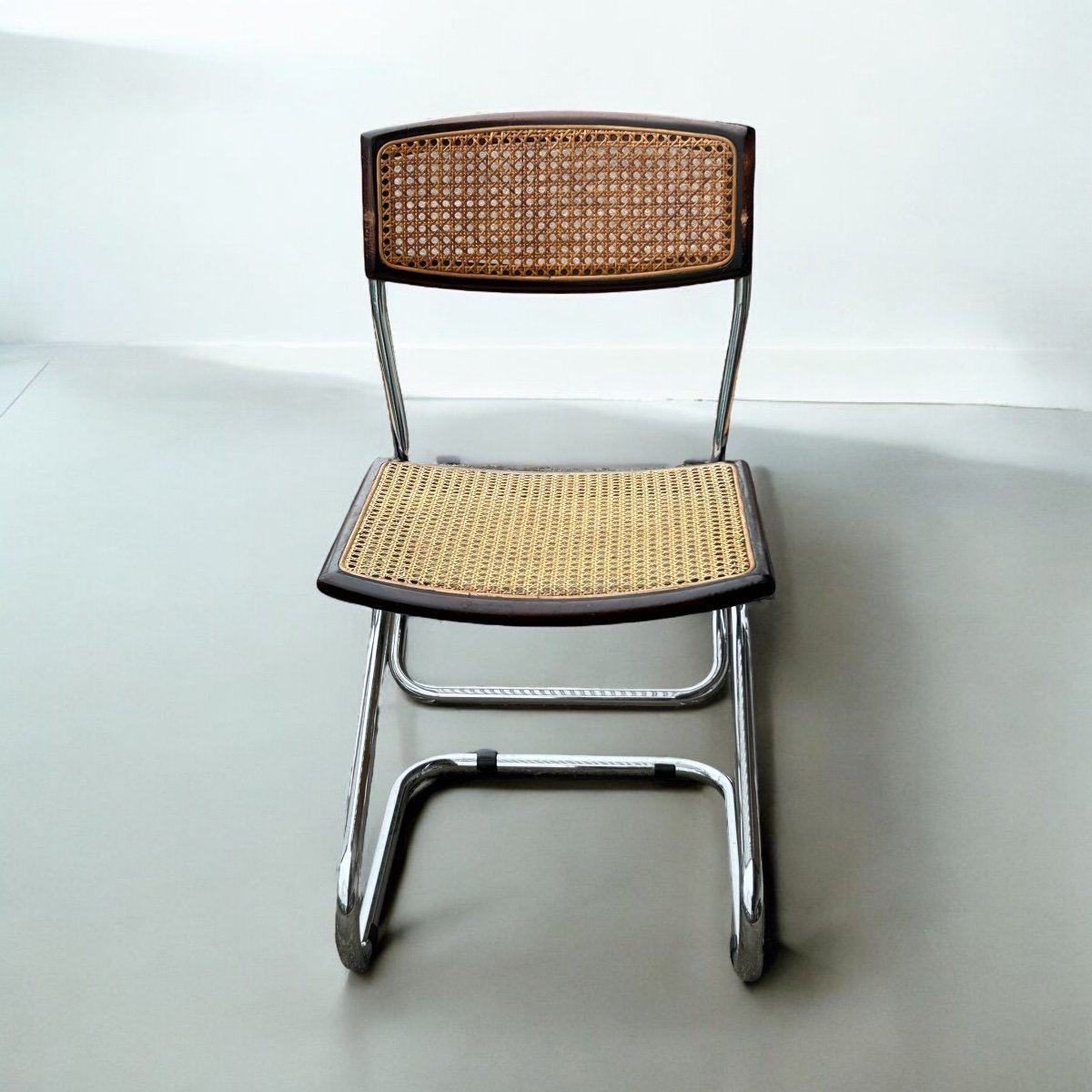 Suite De Quatre Chaises Tubulaires Vintage Italie Style Bauhaus Marcel Breuer Vers 1970-photo-4