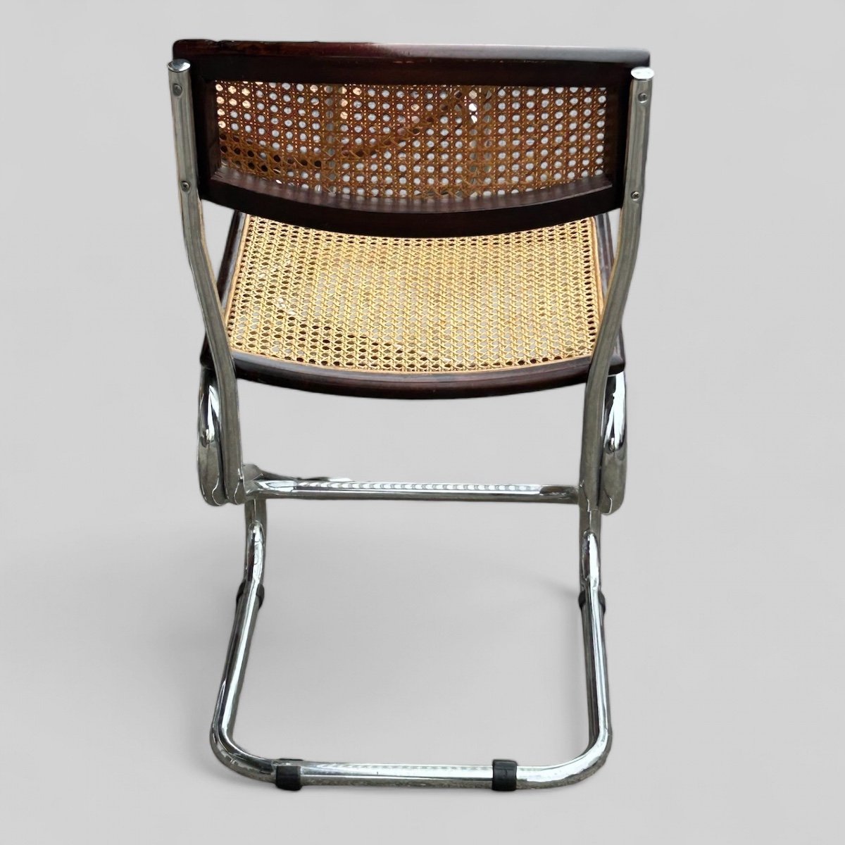 Suite De Quatre Chaises Tubulaires Vintage Italie Style Bauhaus Marcel Breuer Vers 1970-photo-2