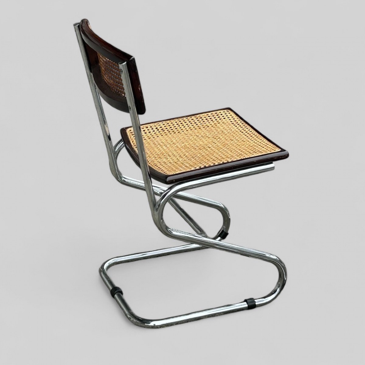 Suite De Quatre Chaises Tubulaires Vintage Italie Style Bauhaus Marcel Breuer Vers 1970-photo-3