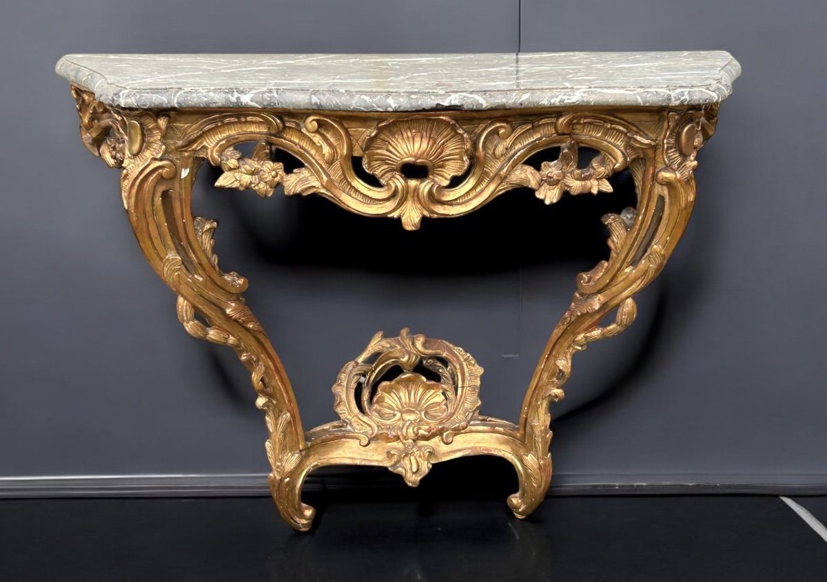 Louis XV Period Gilded Wood Console - 18th Century -photo-2