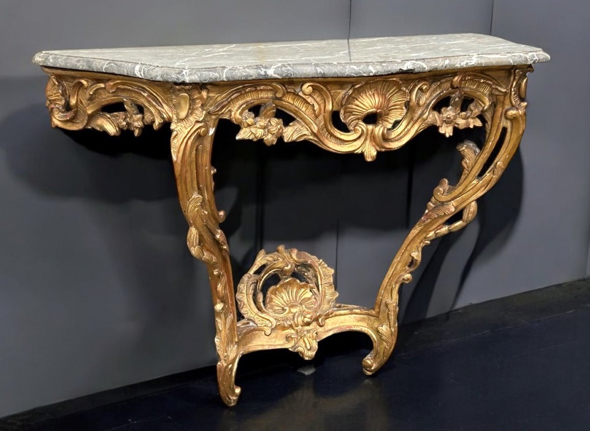 Louis XV Period Gilded Wood Console - 18th Century -photo-3