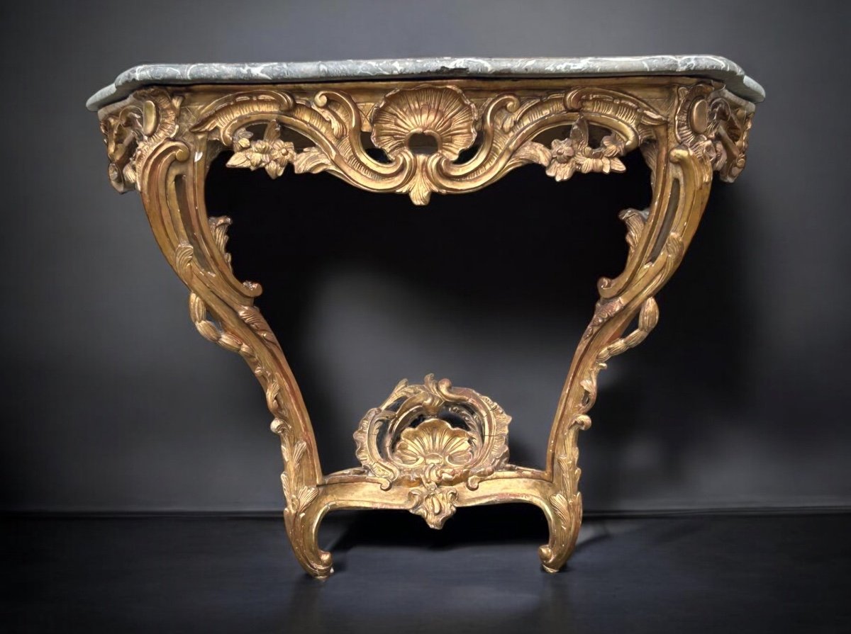 Louis XV Period Gilded Wood Console - 18th Century 