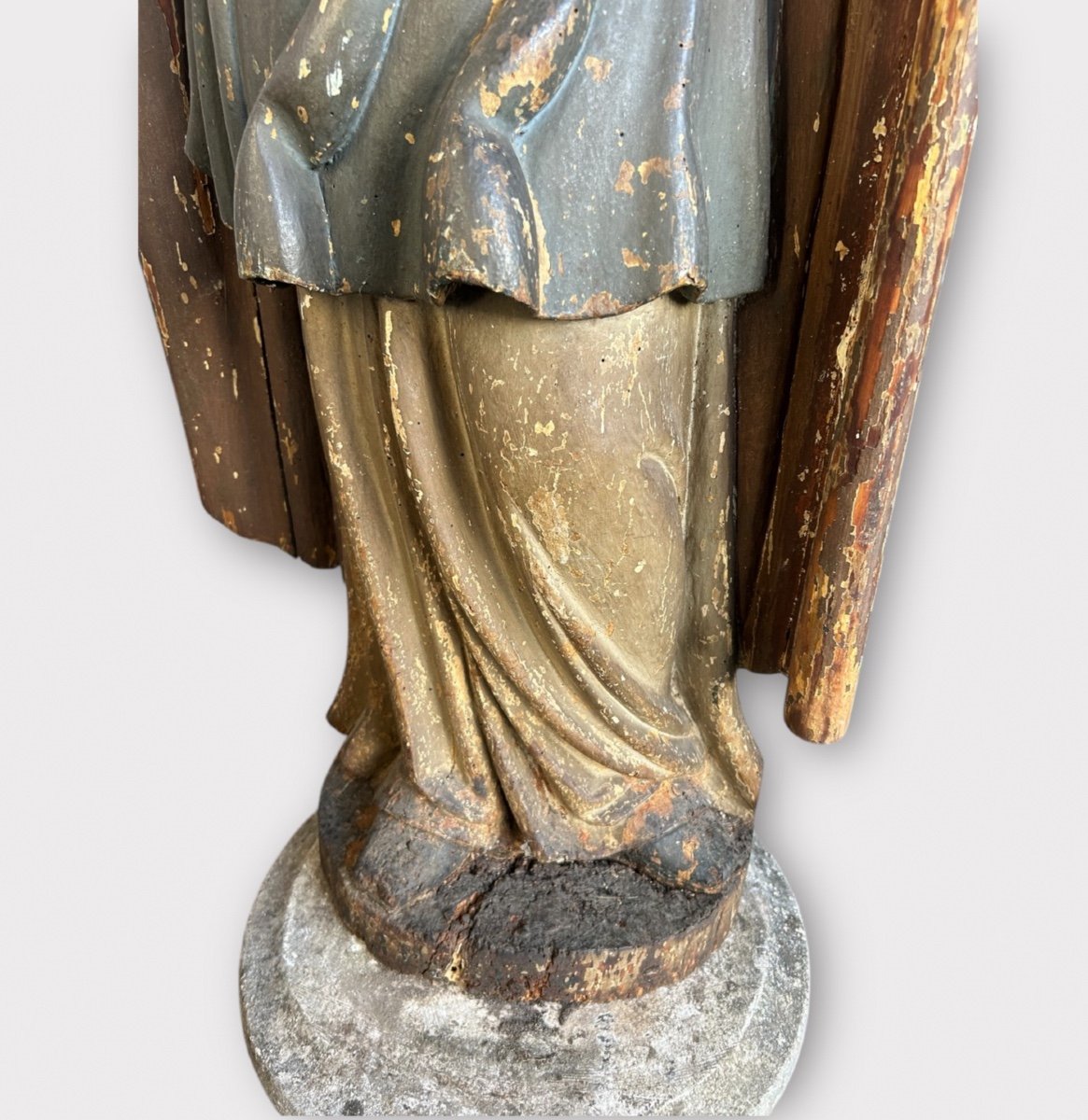 Important Polychrome Wooden Saint From The 17th Century - Religious Sculpture - Saint - H 142 Cm-photo-1