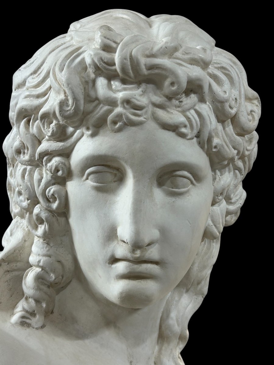 Plaster Bust Eros By Centocelle Or Love By Praxiteles Period 20th Century H 62 Cm-photo-4