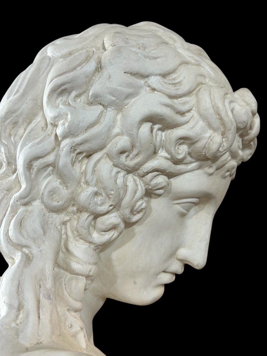 Plaster Bust Eros By Centocelle Or Love By Praxiteles Period 20th Century H 62 Cm-photo-4