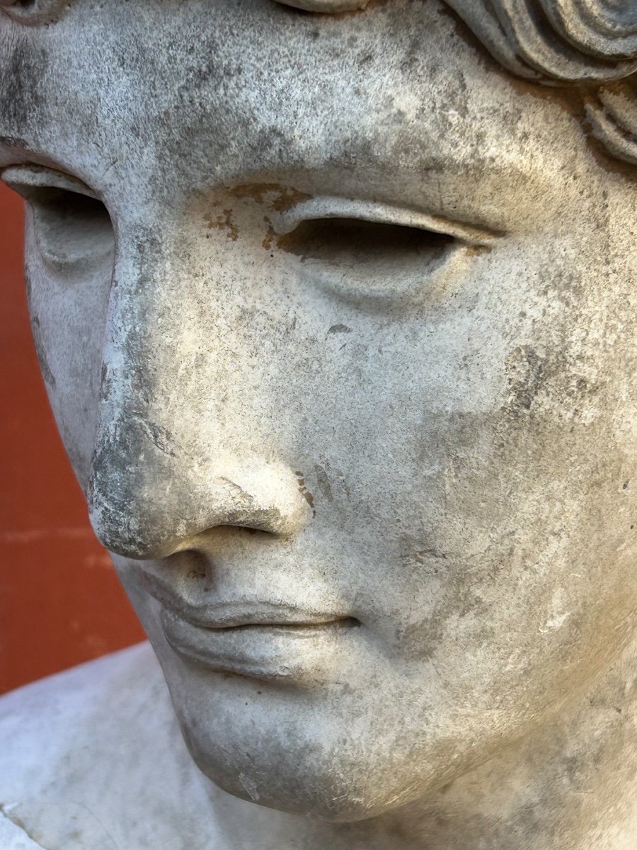 Bust Of The Athlete Of Benevent, Cast From The Louvre In Plaster, Late 19th Century - Antique -photo-7