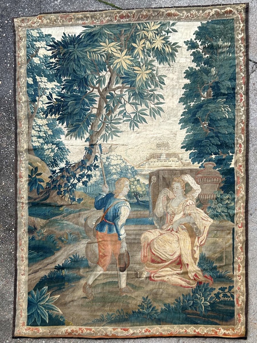 Tapisserie De La Manufacture Royale D’aubusson D’époque XVIIIème - Scène Galante.-photo-3