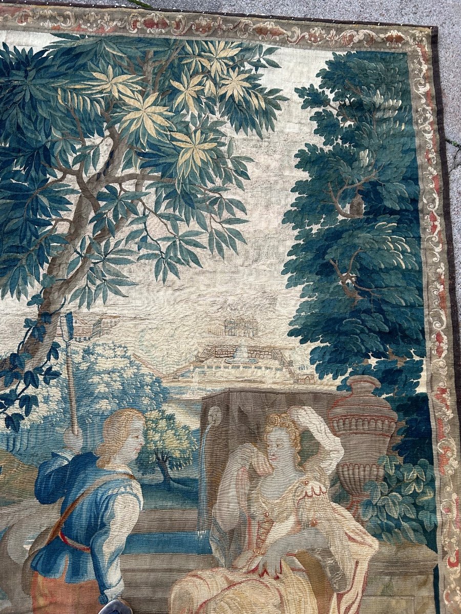 Tapisserie De La Manufacture Royale D’aubusson D’époque XVIIIème - Scène Galante.-photo-2