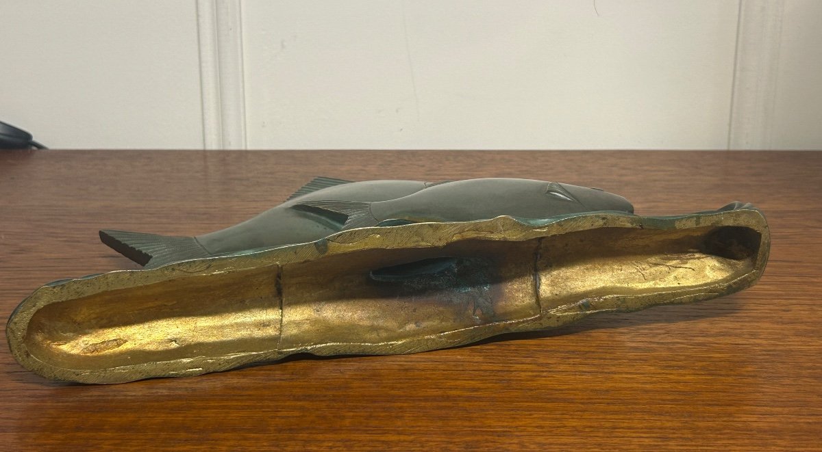  Rare Bronze Art Deco Fish Green Patina Circa 1930 -photo-8