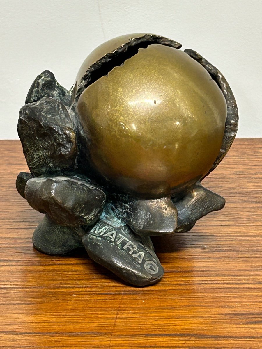 Anita Tullio (1935-2014) « éclosion Matra «  Bronze à Patine Verte Et Doré -photo-2