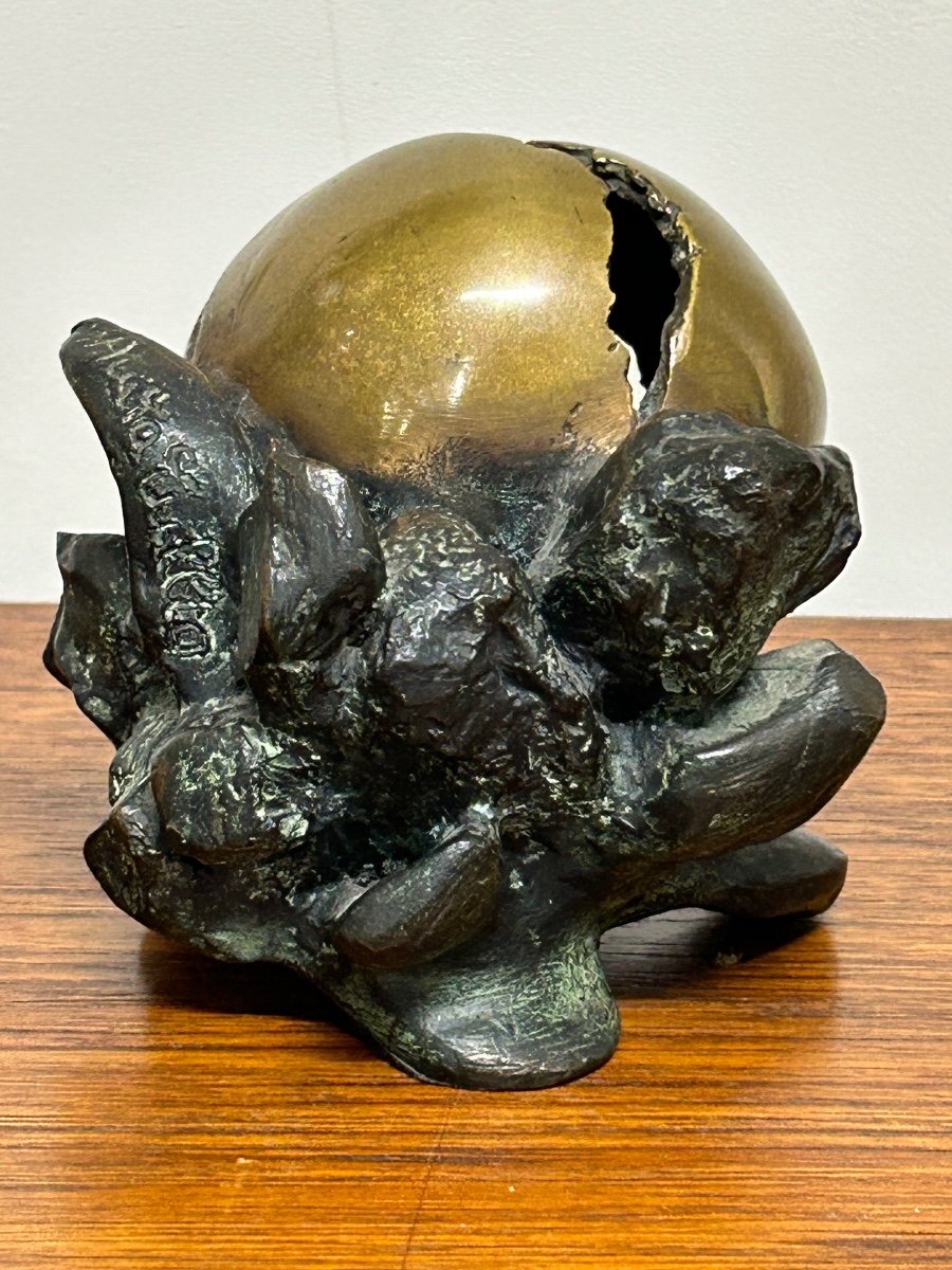 Anita Tullio (1935-2014) “matra Hatching” Bronze With Green And Gilded Patina -photo-3