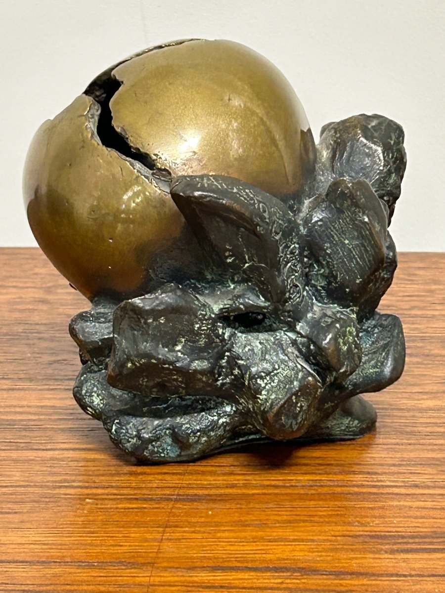 Anita Tullio (1935-2014) “matra Hatching” Bronze With Green And Gilded Patina -photo-4