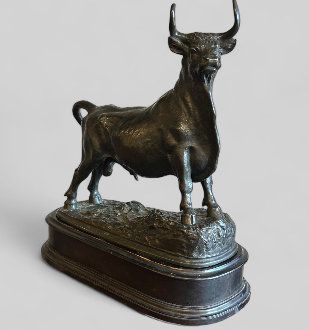 Jean-baptiste Clesinger (1814-1888) After, Bull In Bronze Cast 19th Century -photo-1