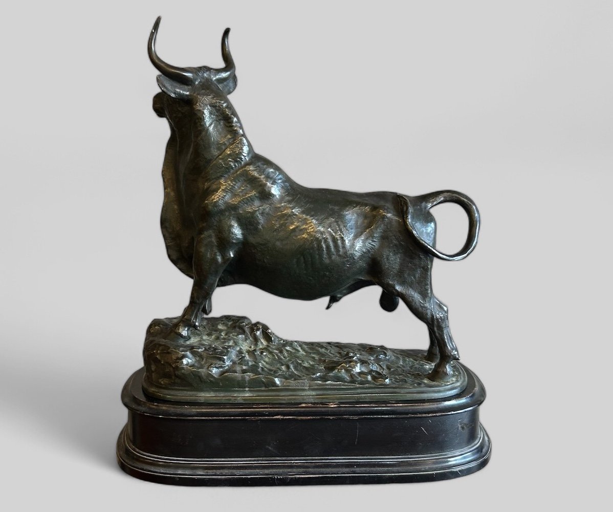 Jean-baptiste Clesinger (1814-1888) After, Bull In Bronze Cast 19th Century -photo-2