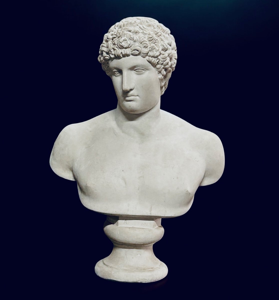 Grand Buste D’après L’antique Hermès Dit « antinous Albani « plâtre XXéme Siècle H 70 cm