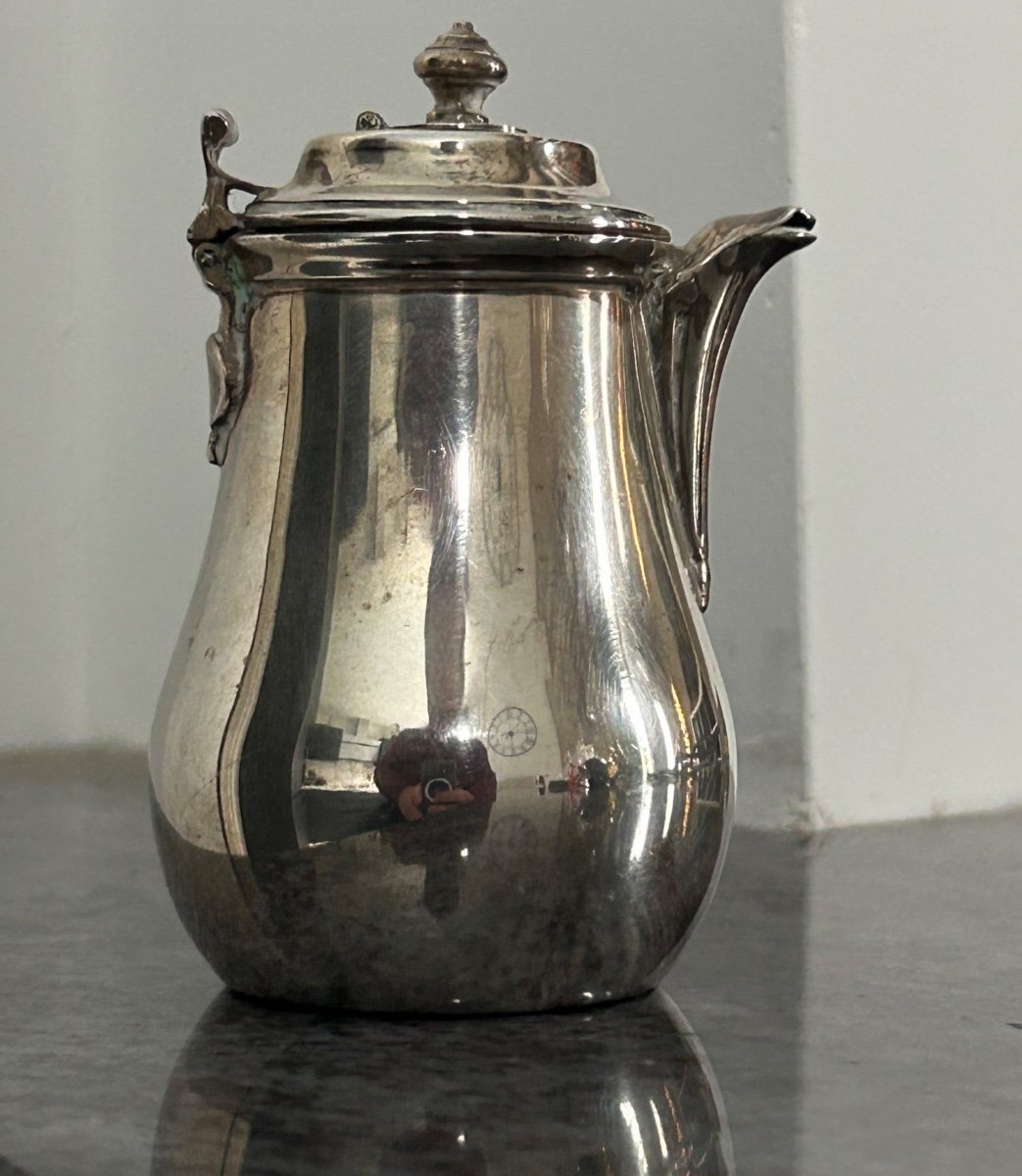 Chocolatière - Jug - Teapot - In Solid Silver End Of The 19th Century Minerve Egoiste Coffee Pot -photo-3