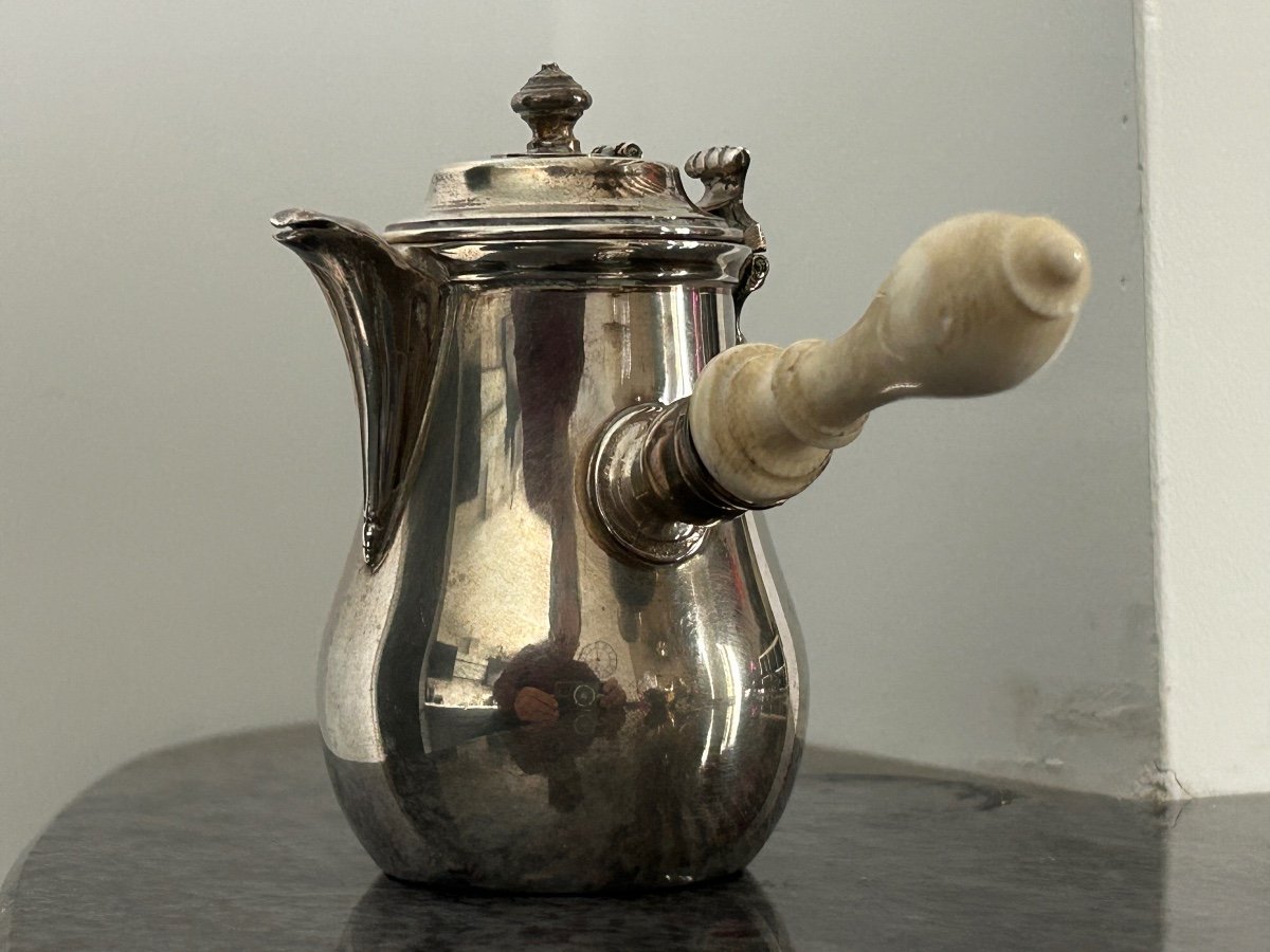 Chocolatière - Jug - Teapot - In Solid Silver End Of The 19th Century Minerve Egoiste Coffee Pot -photo-7