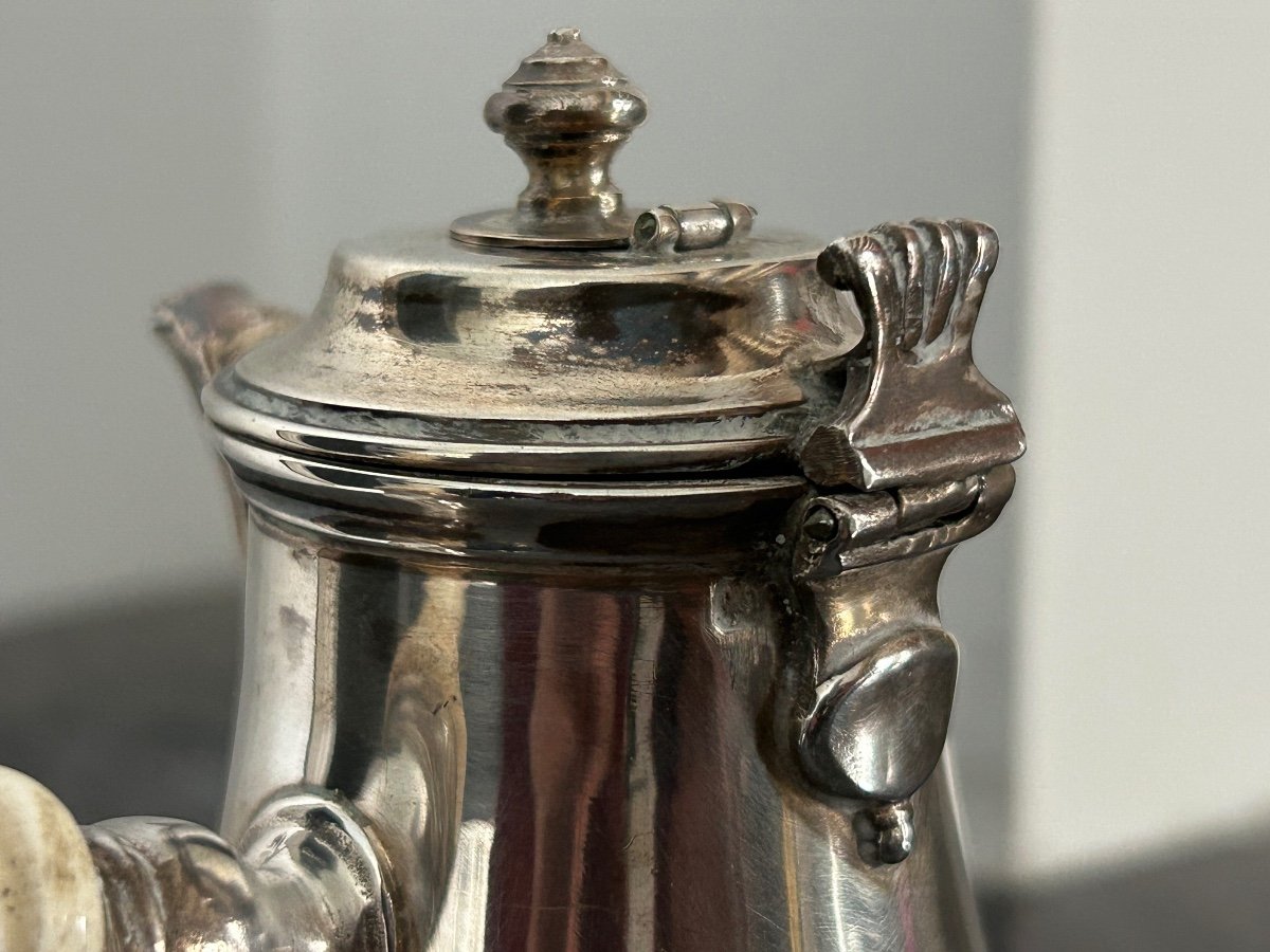 Chocolatière - Jug - Teapot - In Solid Silver End Of The 19th Century Minerve Egoiste Coffee Pot -photo-8