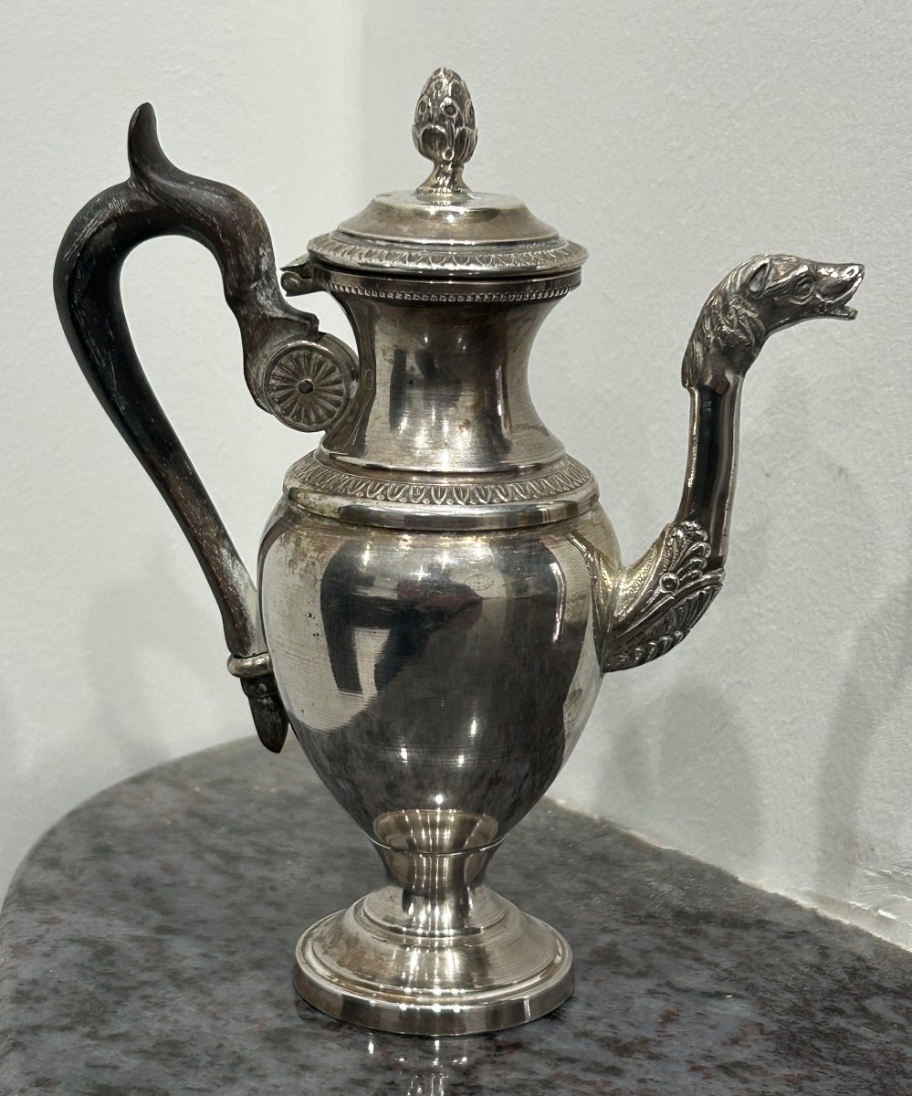 Verseuse - Théière - Cafetière égoïste En Argent Massif Poinçon Minerve Fin XIXéme Siècle 