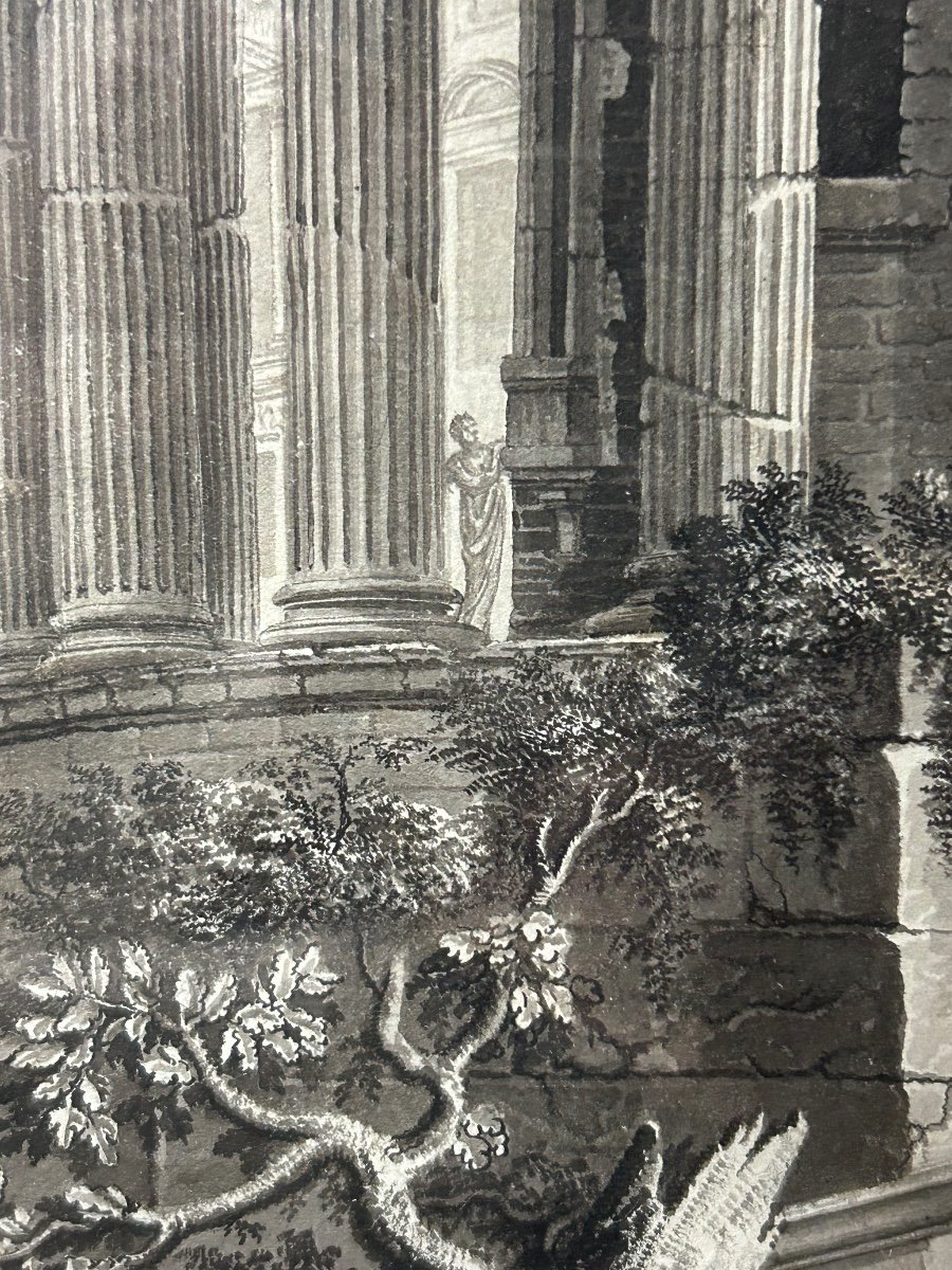 Dessin D’époque Fin XVIII Ou Début XIXéme Siècle Vue Du Temple De La Sibylle Rome Italie-photo-7