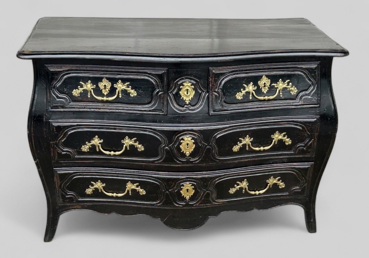 Commode Tombeau Rustique  Louis XV Laquée Noire D’époque XVIIIème -photo-2