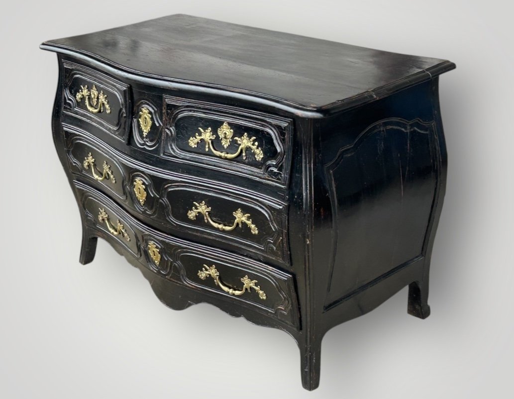 Commode Tombeau Rustique  Louis XV Laquée Noire D’époque XVIIIème -photo-4