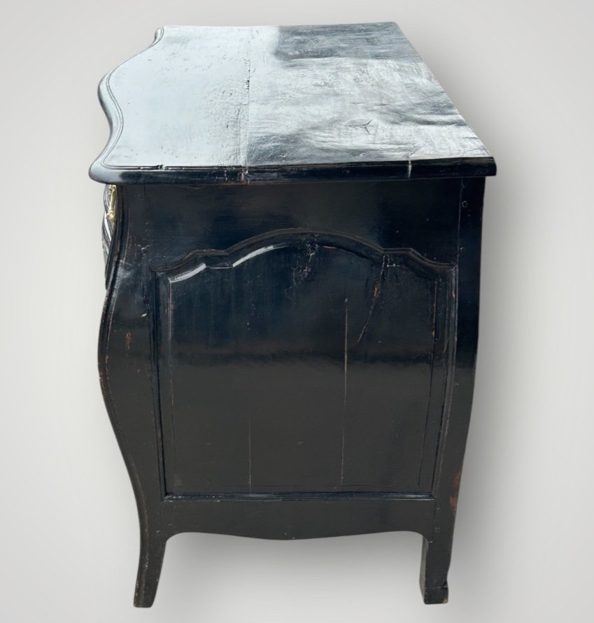 Commode Tombeau Rustique  Louis XV Laquée Noire D’époque XVIIIème -photo-1