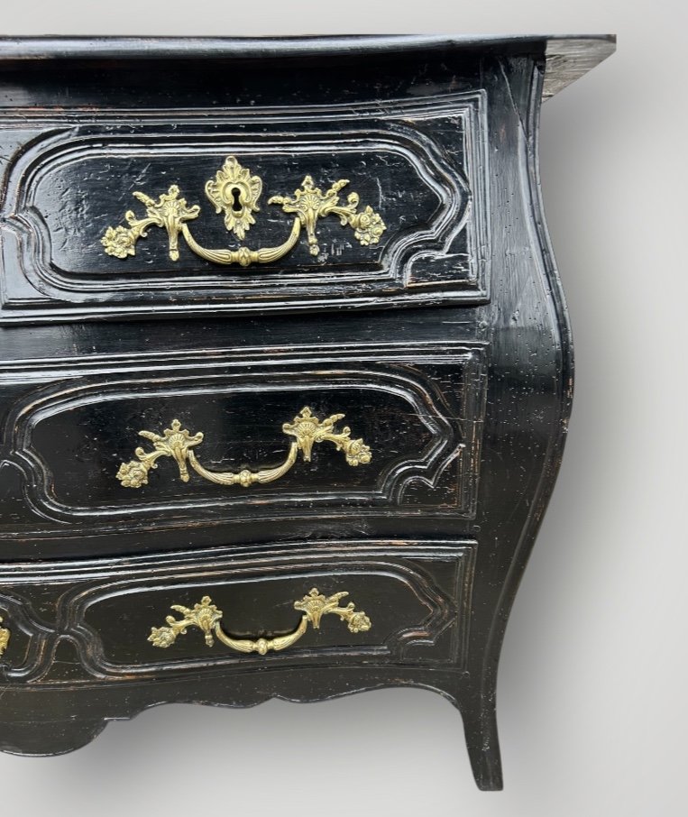 Commode Tombeau Rustique  Louis XV Laquée Noire D’époque XVIIIème -photo-5