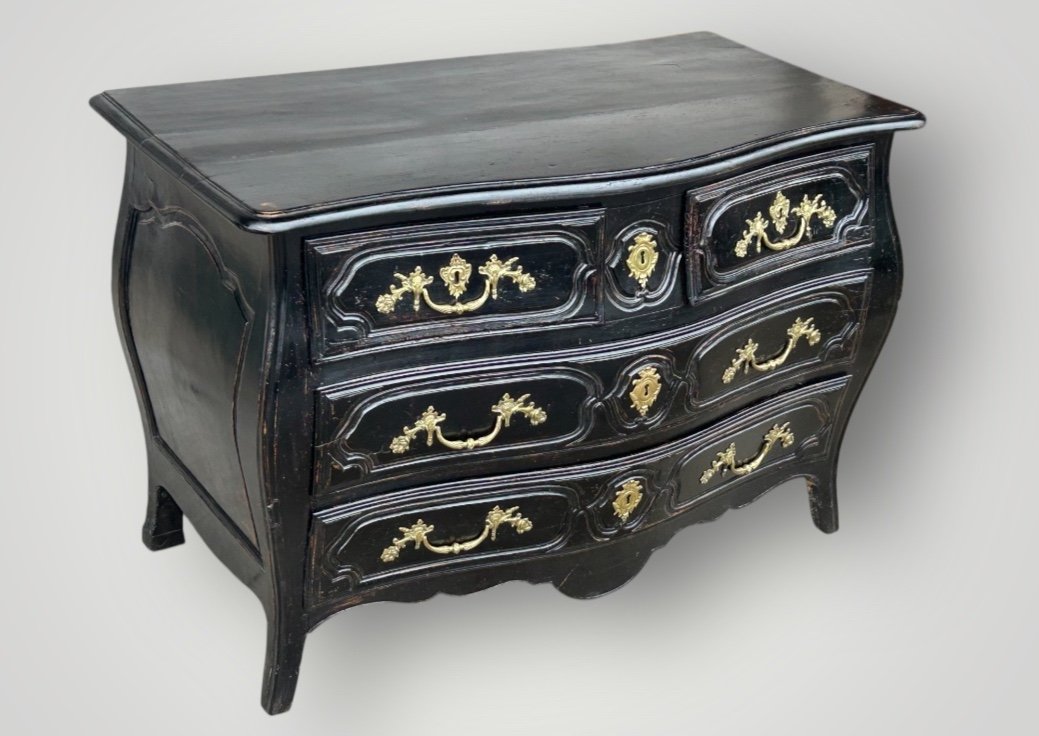 Commode Tombeau Rustique  Louis XV Laquée Noire D’époque XVIIIème -photo-7