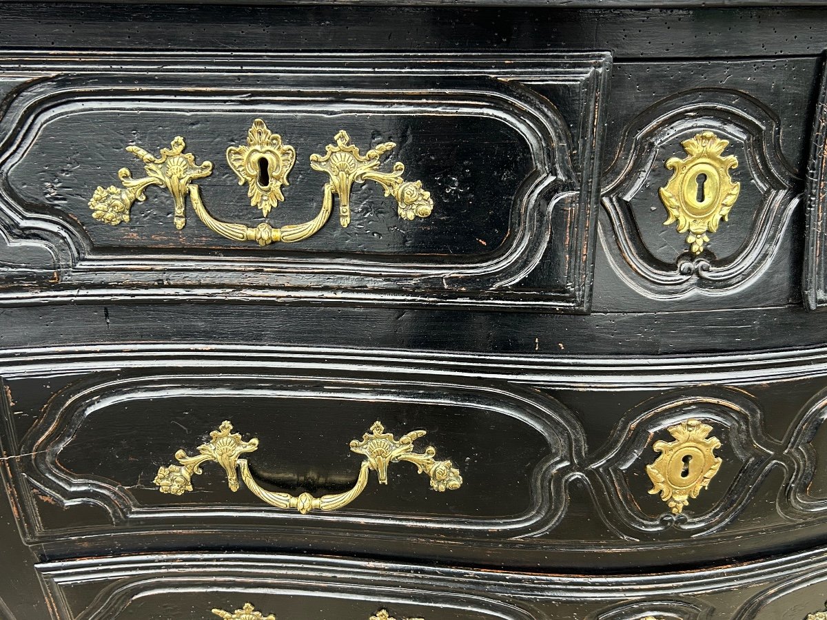 Commode Tombeau Rustique  Louis XV Laquée Noire D’époque XVIIIème -photo-8