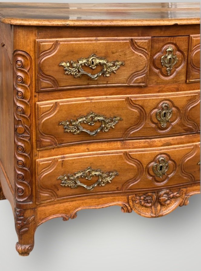 Parisian Chest Of Drawers, Louis XV Period, In Walnut, Stamped Jme P.charriere, 18th Century -photo-4