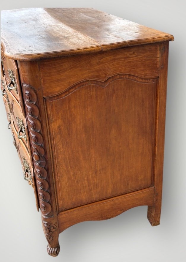 Parisian Chest Of Drawers, Louis XV Period, In Walnut, Stamped Jme P.charriere, 18th Century -photo-2