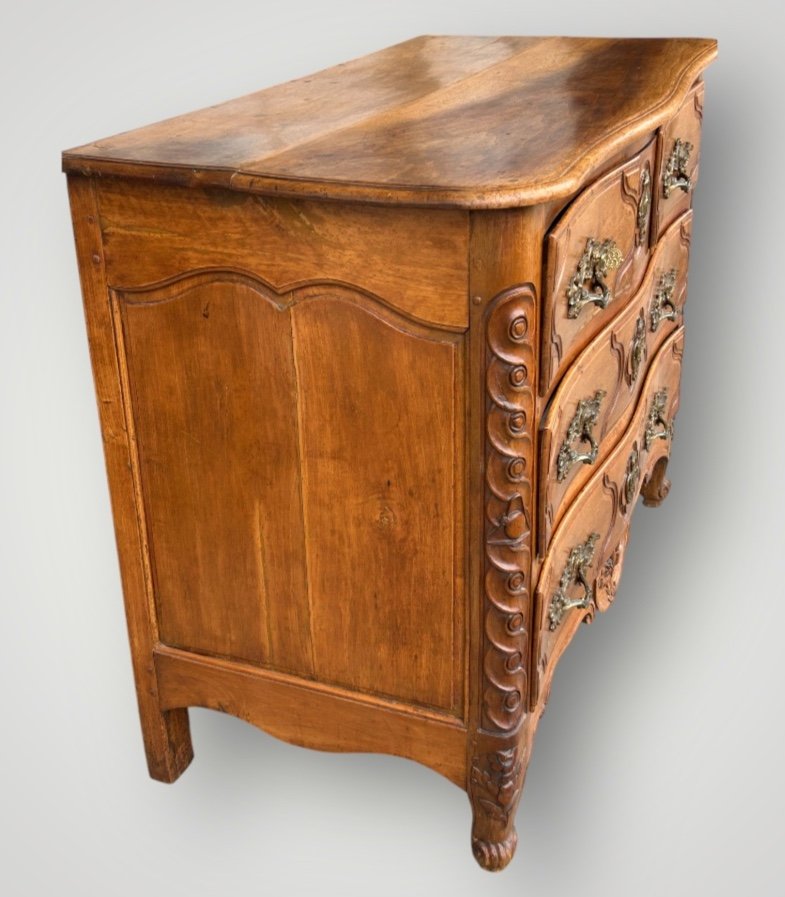 Parisian Chest Of Drawers, Louis XV Period, In Walnut, Stamped Jme P.charriere, 18th Century -photo-3