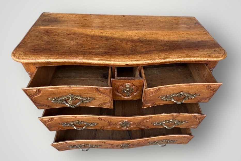 Parisian Chest Of Drawers, Louis XV Period, In Walnut, Stamped Jme P.charriere, 18th Century -photo-6