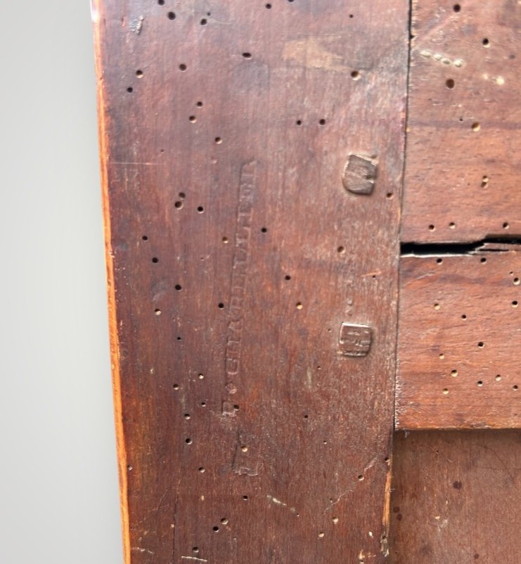 Parisian Chest Of Drawers, Louis XV Period, In Walnut, Stamped Jme P.charriere, 18th Century -photo-7