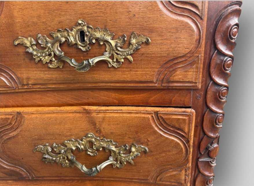 Parisian Chest Of Drawers, Louis XV Period, In Walnut, Stamped Jme P.charriere, 18th Century -photo-8