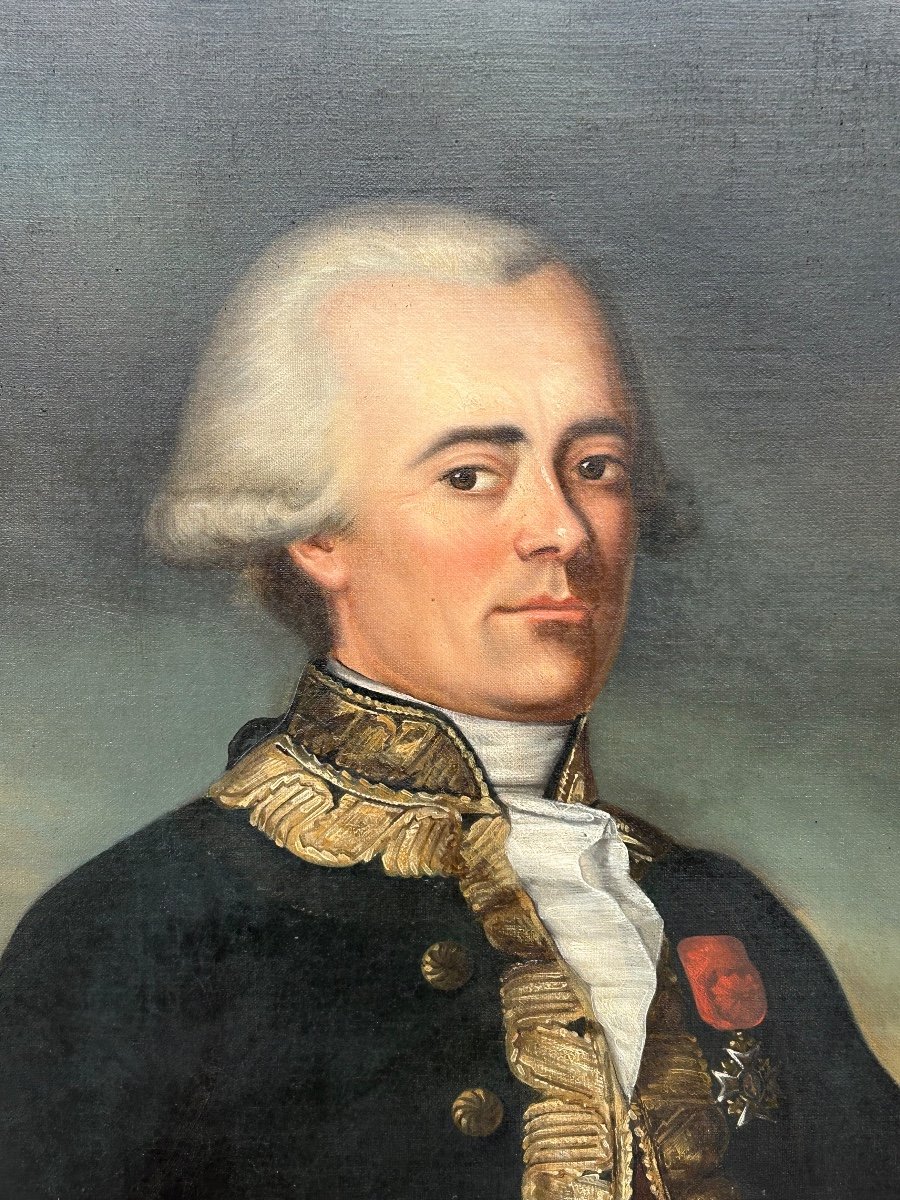 Portrait Du Général Du Teil De Beaumont (1722-1794) Huile Sur Toile Fin XVIII Ou Début XIXéme -photo-2