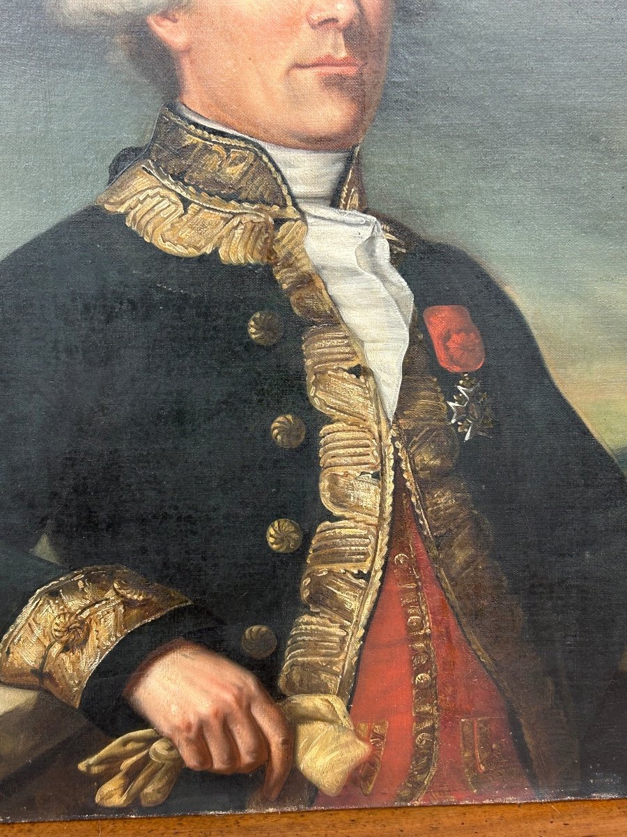 Portrait Du Général Du Teil De Beaumont (1722-1794) Huile Sur Toile Fin XVIII Ou Début XIXéme -photo-3