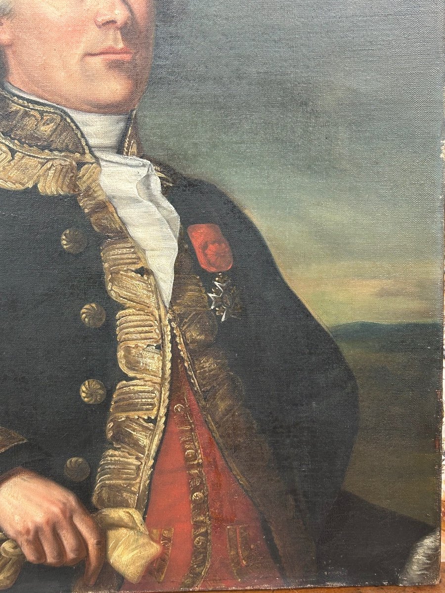 Portrait Du Général Du Teil De Beaumont (1722-1794) Huile Sur Toile Fin XVIII Ou Début XIXéme -photo-1