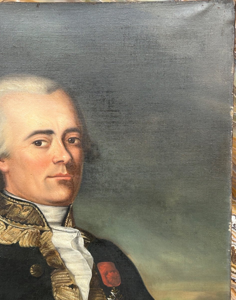 Portrait Du Général Du Teil De Beaumont (1722-1794) Huile Sur Toile Fin XVIII Ou Début XIXéme -photo-2