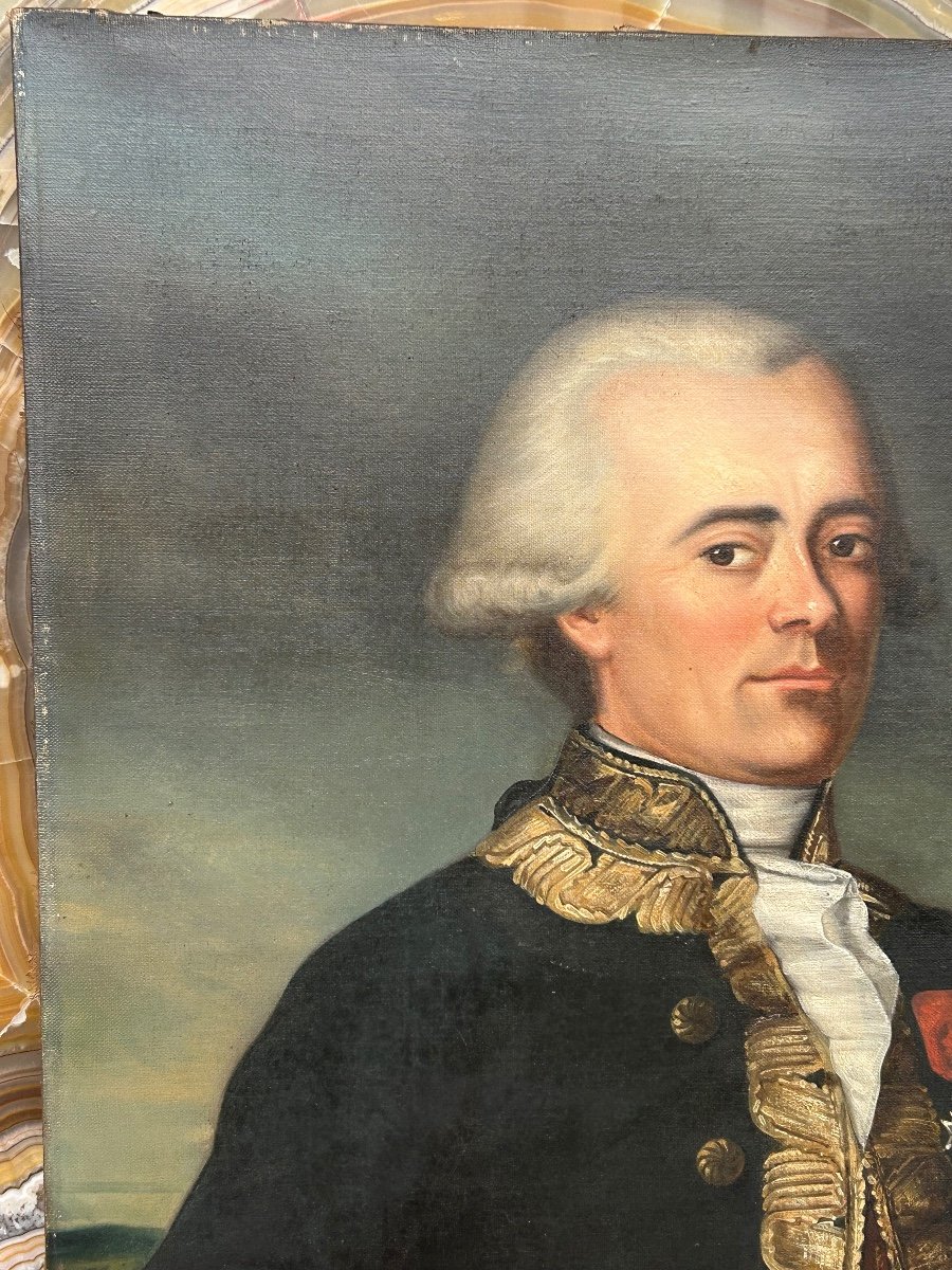 Portrait Du Général Du Teil De Beaumont (1722-1794) Huile Sur Toile Fin XVIII Ou Début XIXéme -photo-3